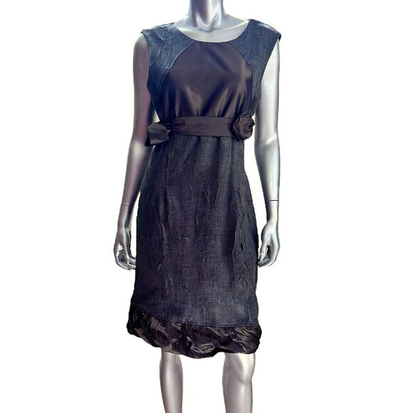 Cannella Brown Belted Flower Detail Sleeveless Ruffle Hem Dress XL - Picture 4 of 13